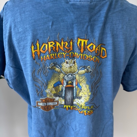 Harley-Davidson V-Neck Rock Stud Detail Blue Graphic Tee - Picture 4 of 8